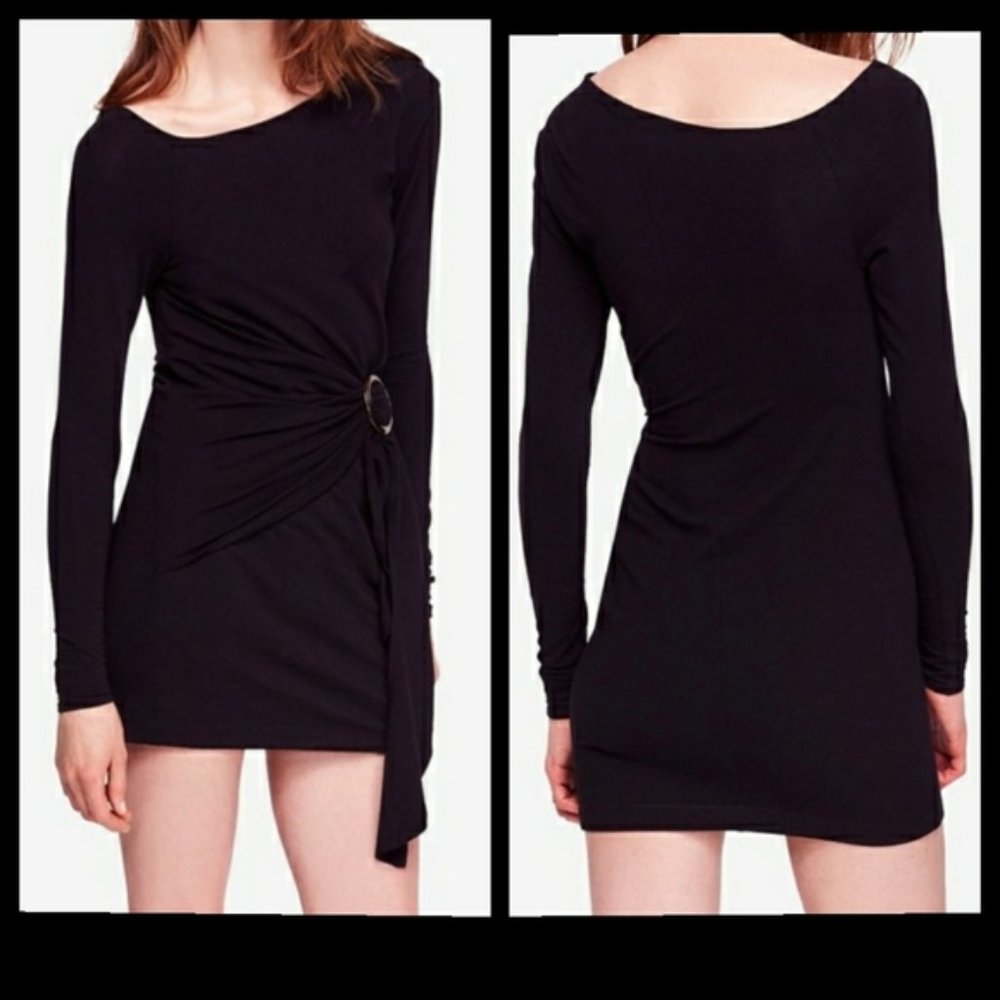 Free People Black Frankie Gathered Dress Small - Picture 3 of 5